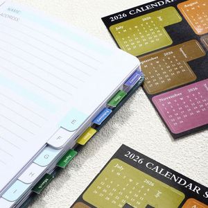 2026 Annual Calendar Flag-Shaped Self-Adhesive <b>Sticky</b> Tabs Set 12 Assorted Semi-Transparent Colors Writable Page Markers - Product Image 3