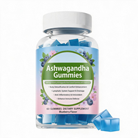 Bonbons gélifiés à l'extrait de racine d'ashwagandha haute puissance OEM, enrichis en vitamine D2, pour hommes, femmes et adultes. Non recommandé aux femmes enceintes. Soutien musculaire.