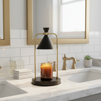 Lampe chauffe-bougie électrique moderne avec minuterie et variateur d'intensité, base en fer, diffuseur de cire, lampe de table de luxe pour bougies parfumées en pot