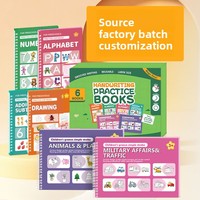Ensemble de 6 cahiers réutilisables à rainures pour l'apprentissage de l'écriture, avec stylo magique, alphabet, chiffres, dessin, jouet éducatif pour enfants d'âge préscolaire, cadeau