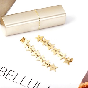 Pendientes Largos de Acero Inoxidable con Baño de Oro de 14K Sin Níquel, Diseño de Estrella, Joyería de Moda para Mujer, Regalo de Aniversario - Product Image 2