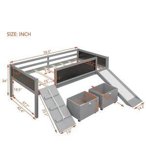 NOVA Boys Girls Teens Bedroom struttura del letto a soppalco singola bassa in legno <span class=keywords><strong>con</strong></span> scivolo e spazio di archiviazione e scaletta da arrampicata e lavagna - Product Image 3