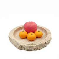 Plateau rond en marbre naturel texturé travertin NANWEI, plateau à fruits en pierre pour la table de cuisine