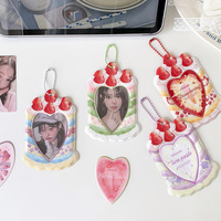 Porte-cartes PVC mignons et kawaii en forme de dessin animé, étuis de présentation pour photocartes d'idols de 3 pouces, protège-badges d'étudiant et breloques de sac