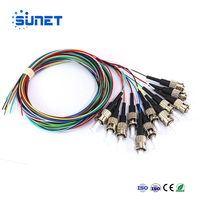 Sunet - Pigtail de Fibra Óptica de Alta Calidad ST UPC de 12 Núcleos, 0,9 mm, 2,0 mm, G657A1 A2 G652D LSZH/PVC