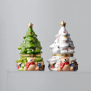 Sfuso natale goffrato Design di alta qualità rotondo in ceramica colorati barattoli di cera Tealight scaldini profumati portacandele per la casa