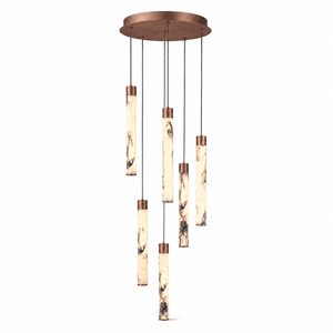Marble <b>Tube</b> 6 Light Cluster Pendant Light Modern Luxury Indoor Hanging Lamp for Living Room Staircase Villa - Product Image 1