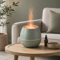 Diffuseur d'arômes d'huiles essentielles 180 ml avec sel de l'Himalaya, flamme réaliste, minuterie et brume nano, réglage du parfum pour la maison