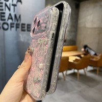 Étui de téléphone transparent de luxe scintillant avec strass et nœud pour iPhone 14 15 16 17 18 Pro Max pour femme