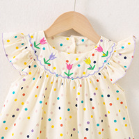 Robe à pois pour filles YZ-1551 avec broderie florale et bordure à volants