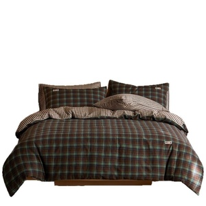 Shuzunke francés Retro moderno escocés impreso a <span class=keywords><strong>cuadros</strong></span> <span class=keywords><strong>de</strong></span> cuatro piezas hilo <span class=keywords><strong>de</strong></span> algodón teñido <span class=keywords><strong>de</strong></span> doble capa conjunto tejido suave hilo <span class=keywords><strong>de</strong></span> algodón puro - Product Image 5
