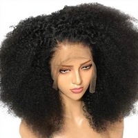 Perruque Lace Front Transparente en Cheveux Humains Vierges Brésiliens Afro Kinky Bouclés, Densité 200, Sans Colle, Pré-Pluckée, 14 Pouces, pour Femmes Noires