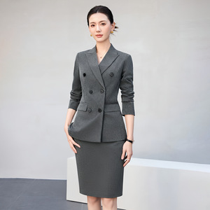 Women's Suit Set Double Breasted <b>Black</b> Slim Fit Formal <b>Work</b> Uniform For Office Commuting With Skirt And <b>Pants</b> Options - Product Image 4