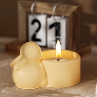 DM1166 Moule en silicone Adorable Lapin pour bougeoirs, pots de rangement et récipients décoratifs en plâtre, béton et ciment, pour le bricolage