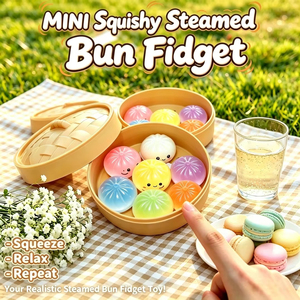 Mini Dumplings con Vaporera, Juguetes Sensoriales Antiestrés, Bola de Simulación de Comida, Bollo para Regalo - Product Image 1