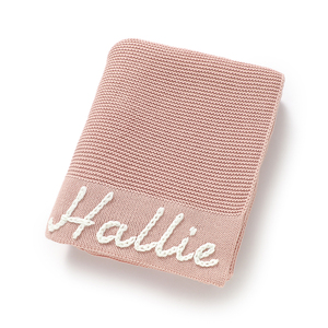 Couverture tricotée rayée pour nouveau-né Mimixiong OEKO-TEX en coton uni personnalisable avec nom de bébé, bord large, literie pour bébé, vente en gros - Product Image 2
