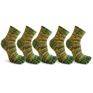 Chaussettes de sport montantes pour hommes à cinq doigts, rayées, en coton respirant, anti-odeur, tricotées, avec logo, pour l'été - Product Image 1