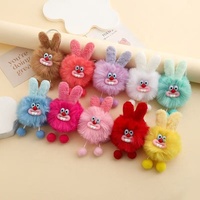 Porte-clés Poupée Lapin à Grande Bouche en Peluche Faite Main Colorée, Mignonne, en Fausse Fourrure de Lapin Rex, Pendentif pour Voiture et Sac à Dos, Style Instagram Frais et Tendance