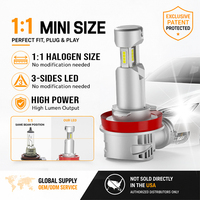 Ampoule de phare LED PG H4 H7 H8 personnalisée en usine, brevetée exclusif, à trois faces lumineuses et de taille mini pour un montage non destructif