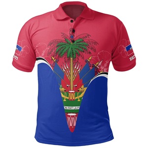 T-shirt polo en polyester de haute qualité en gros, <span class=keywords><strong>maillot</strong></span> de football d'Haïti, t-shirts, drapeau haïtien, jeux de football, fans, célébration - Product Image 2