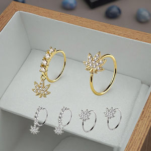 골드 도금 코 링 클리어 보석 크리스탈 스톤 냄비 잎 코 피어싱 구부릴 수있는 후프 코 스터드 링 스테인레스 스틸 셉텀 링 - Product Image 5