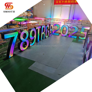 กระจกอะคริลิคสองด้านสีเงินแบบเรียบสัญลักษณ์โลโก้ไฟ LED สัญลักษณ์สัญลักษณ์ร้านทำธุรกิจ - Product Image 5