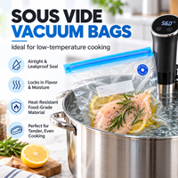 Sacs sous vide réutilisables en PA/PE gaufrés avec valve à fermeture éclair pour cuisson sous vide à basse température, viande, fruits de mer, stockage alimentaire