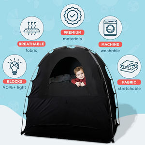 <span class=keywords><strong>Tente</strong></span> sensorielle pliante noire pour enfant couverture de berceau à auvent occultant sensoriel <span class=keywords><strong>tente</strong></span> de lit pour enfants pour dormir - Product Image 3