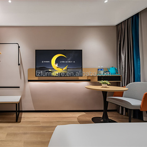 Cheap 3 Star Hotel Family Room <b>Bed</b> <b>Set</b> Wooden Frame with King and <b>Single</b> <b>Beds</b> Upholstered Headboard and Smart Control Panel - Product Image 5
