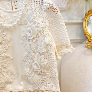 Conjunto de Dos Piezas de Vestido con Encaje Francés Estilo <span class=keywords><strong>Retro</strong></span> para Niñas, con Borlas y un Toque de Fragancia, <span class=keywords><strong>Ropa</strong></span> de Punto - Product Image 2