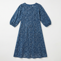 Robe longue maxi en laine crochetée imprimée pour femme, style OEM ODM, ample, à manches longues, en modal doux, vintage, élégante, pour le bureau ou les soirées, col montant, épaisse