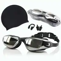 Fujin — lunettes de natation professionnelles, logo personnalisable, pour adultes, Protection Anti-brouillard et contre les UV, avec sangle noire