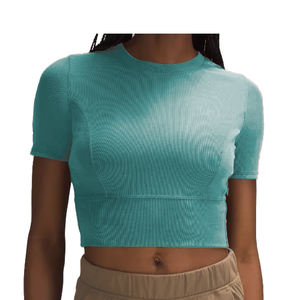 Custom Fashionable Women'S Twist-Back Ribbed Tank <b>Tops</b> <b>Peach</b>-Fuzz Soft Short-Sleeved Knitted <b>Tops</b> - Product Image 4