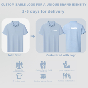 Camiseta de Negocios de Algodón de Color Sólido de Alta Gama con Logotipo Bordado Personalizado, Cuello Doble para Hombre, Transpirable y Absorbente de Humedad - Product Image 5