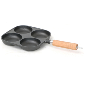 Poêle à frire antiadhésive Quleno à 4 trous pour galettes d'œufs, moule à peau de ravioli en fonte verte épaisse, ustensile de cuisson en fer plat - Product Image 5