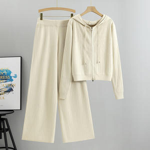 B605 maglioncini da donna autunno maglia a costine Top e pantaloni lunghi Set 2 pezzi tuta tuta Kint Set tuta invernale - Product Image 5