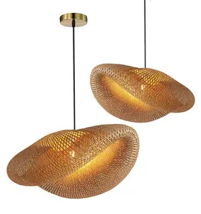 Handgemaakte Natuurlijke Geweven Restaurant Theehuis Boerderij Rieten Lamp Bamboe Rotan Hanglamp