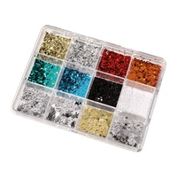 Kit de paillettes pour ongles style Instagram à 12 compartiments, motifs pois et étoiles mélangés, pour ongles à presser DIY