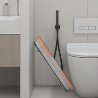 Serpillère plate mains libres avec seau pliable grand format, ensemble de 140 cm avec manche en acier inoxydable, système de serpillière pliable pour la maison