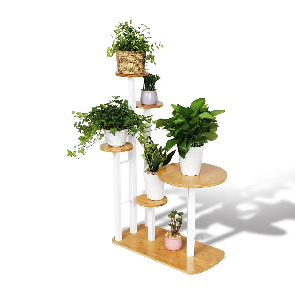 Indoor & Outdoor 6 Tier Bamboe Bloempot Plant Stand Rack Voor Tuin, Tuin, Woonkamer, Balkon