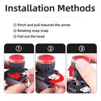 Interruptor de Botón Pulsador Industrial HBAN de 22 mm, 10 A, 660 V, Cabeza Metálica Plana Roja, Terminal de Tornillo, 1NO, IP65, Impermeable, Control Electrónico
