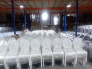 화이트 블랙 PP 플라스틱 그물 O 다시 현대 쌓을 수있는 식당 웨딩 의자 - Product Image 6