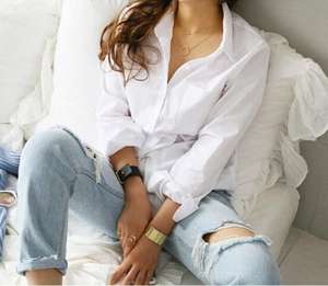 Camicia bianca da <span class=keywords><strong>donna</strong></span> <span class=keywords><strong>primavera</strong></span> camicetta femminile top manica lunga allentato Casual colletto rovesciato camicette da <span class=keywords><strong>donna</strong></span> OL Style Office Y12651 - Product Image 6