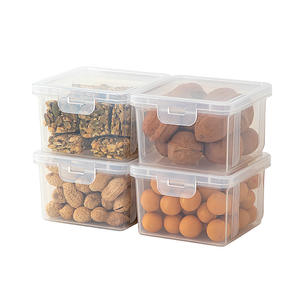 Caja rectangular transparente para almacenamiento de alimentos, tapa con clip de 340ml para refrigerios, nueces, uso en viajes - Product Image 1