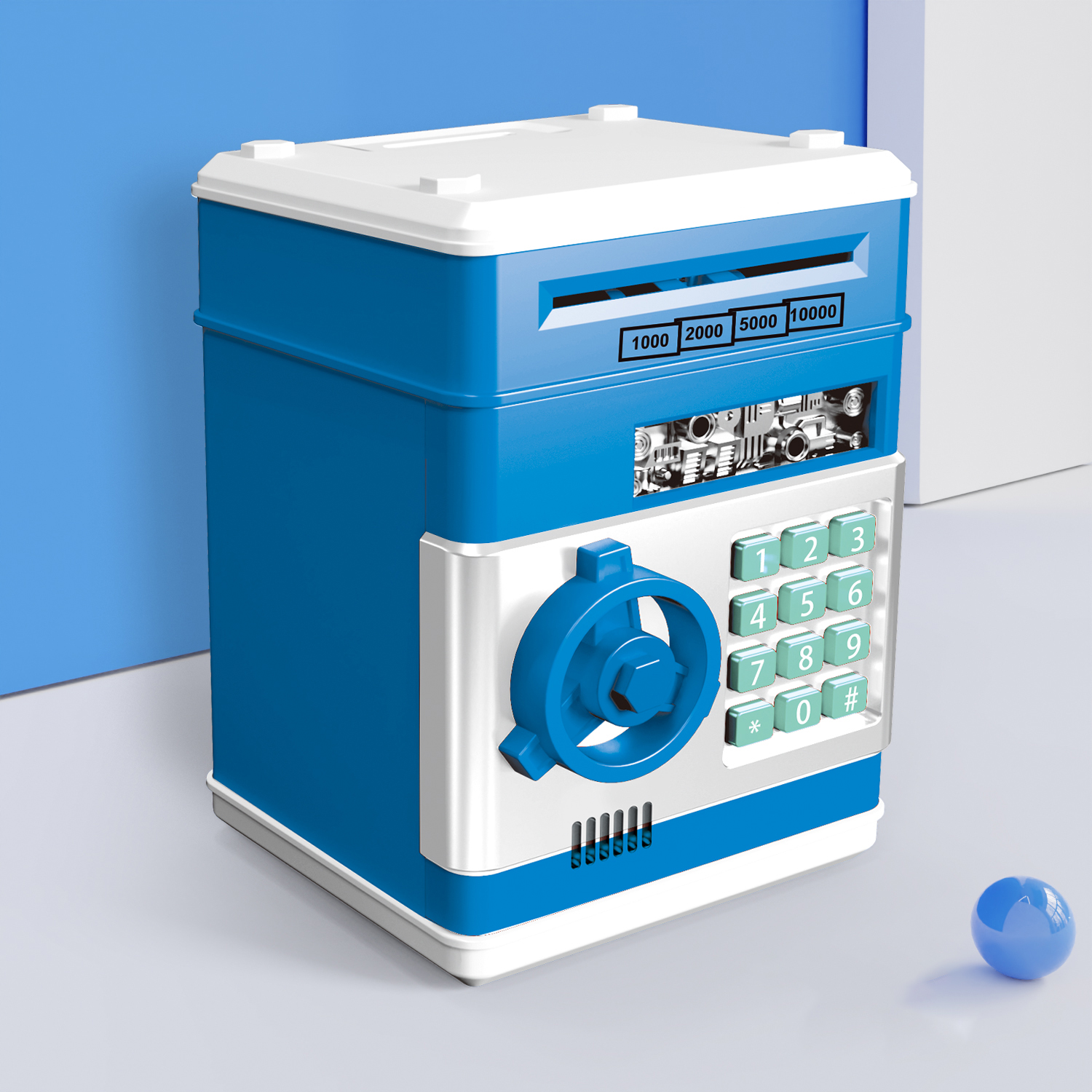Salvadanaio blu con password [porta grande]
