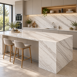 Grande dalle de marbre blanc Volakas UnionStone, polie, imperméable, application contemporaine pour murs, sols et comptoirs de cuisine d'hôtel - Product Image 1