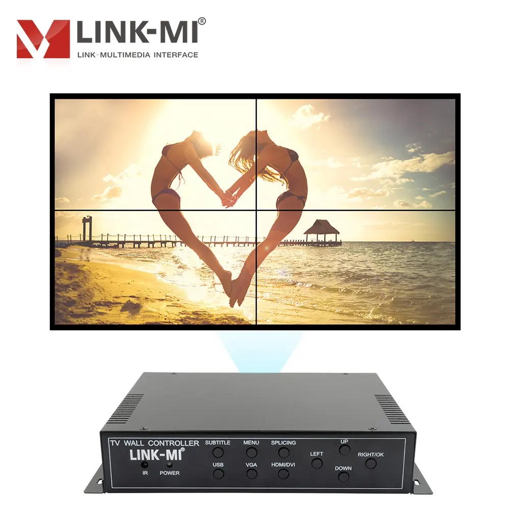 Pengontrol Dinding Video 4 Saluran LINK-MI, 2X2 1X2 1X3 1X4 2X1 3X1 4X1 Mendukung HDMI + DVI + VGA + Input USB 1080P Zoom Kapsul fungsi