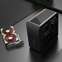 Boîtier Mini ITX en aluminium X230 5.8L noir avec côtés transparents, USB2.0*2, portable, 1U, pour ordinateur, boîtier PC