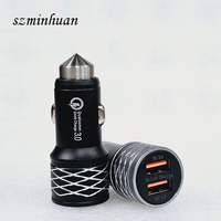 20W 12V adaptador USB Dual cargador de teléfono de coche QC3.0 USB cargador de coche carga súper rápida para carga de teléfono móvil