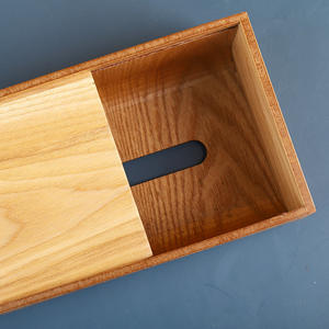 Boîte à mouchoirs en bois décorative pour la maison, design à <span class=keywords><strong>grain</strong></span> vertical, avec angle d'arc sécurisé - Product Image 3